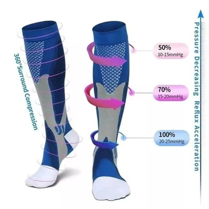 Compression Socks Varicose Veins Men's And Women's Sports Socks Football 20-30 Mmhg Elastic Anti Fatigue Pain Relief Wholesale