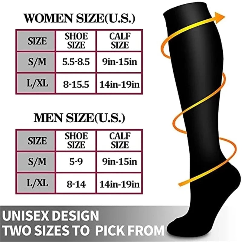 Compression Socks Varicose Veins Men's And Women's Sports Socks Football 20-30 Mmhg Elastic Anti Fatigue Pain Relief Wholesale