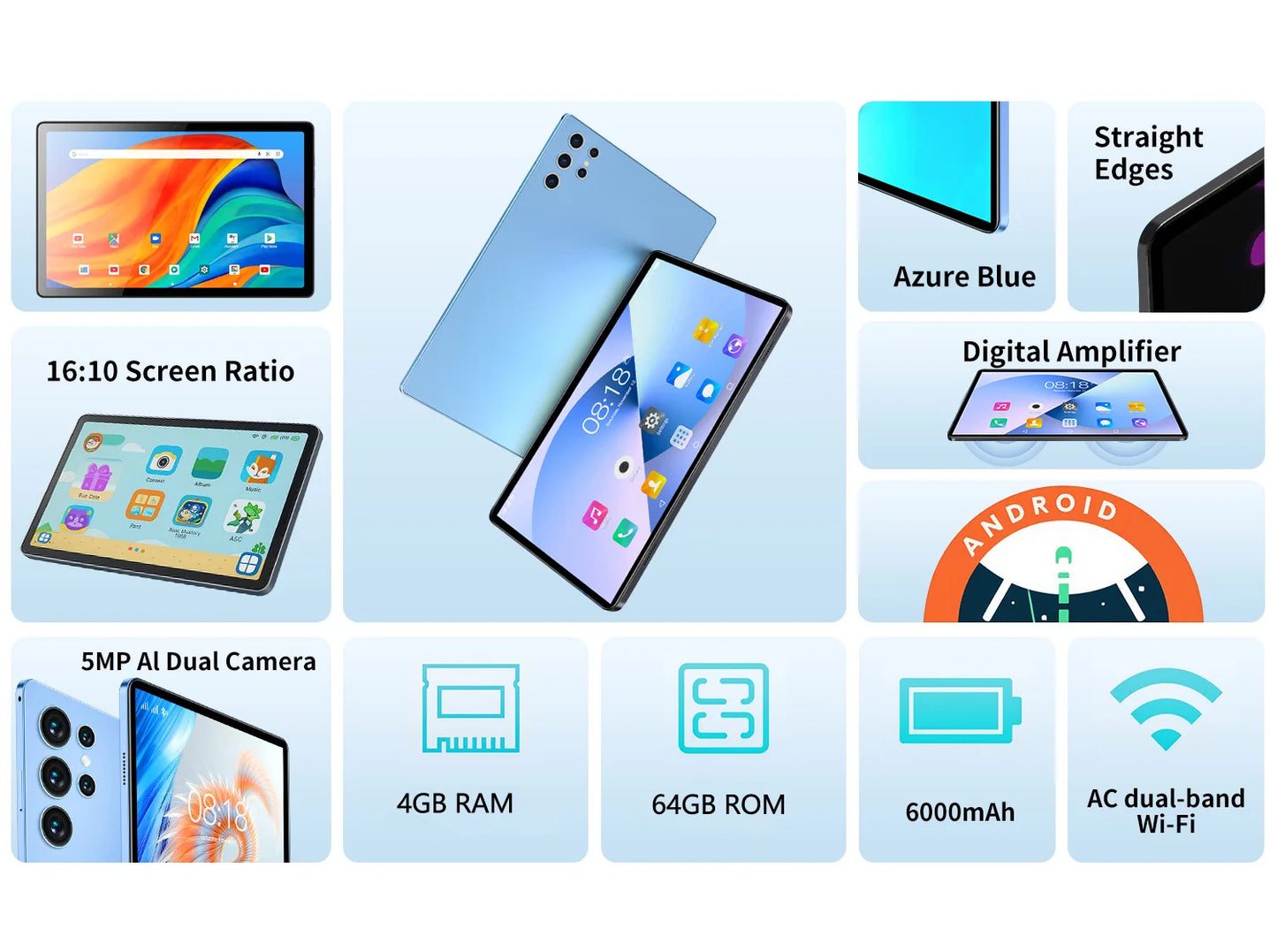 BDF Upgraded Pad Pro New 10.1 Inch Android Tablet PC Dual SIM 3G Phone Call 6000mAh Capability Octa Core Google Play 4GB+64GB