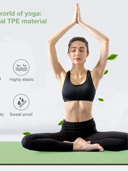 180cmx57cmx0.4cm TPE Folding Yoga Mat Portable Non-Slip Shock-Absorbent Noise-Free Convenient for Home Travel Fitness Exercise