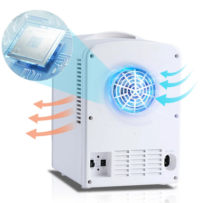 iceBlue Retro Mini Fridge 4L/6Can Dual-use Low Noise Refrigerator Warmer Cooler Makeup Skincare Portable Fridge for Home Car