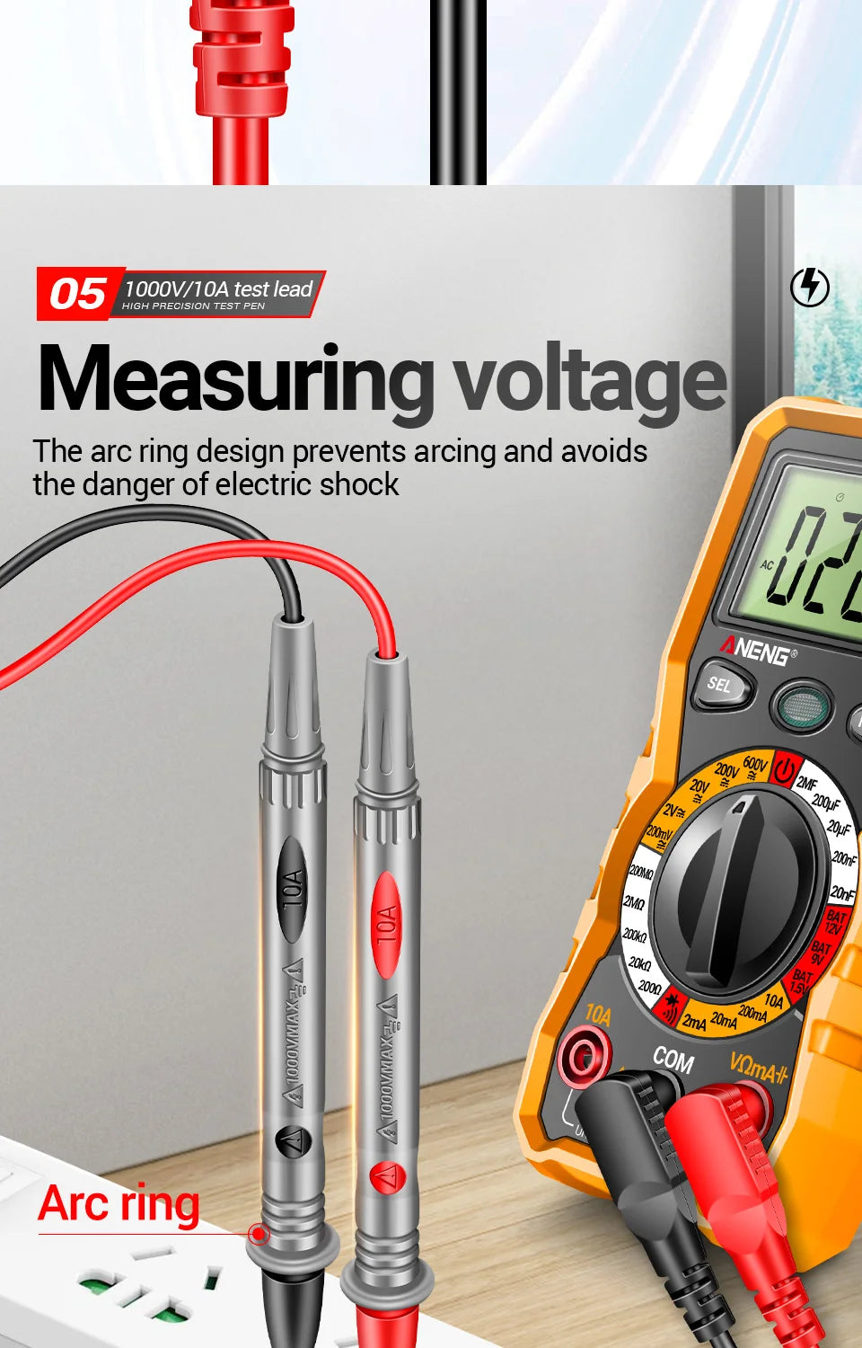 ANENG PT1005B 10A 1000V Digital Multimeter Probe Universal Test Lead Needle Pin Wire Pen Cable Kit Current Voltmeter Tester Wire