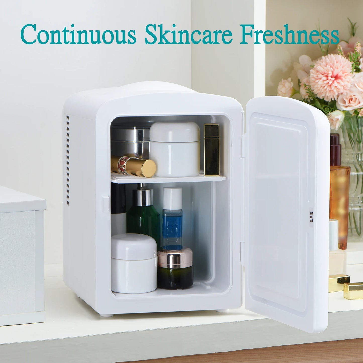 iceBlue Retro Mini Fridge 4L/6Can Dual-use Low Noise Refrigerator Warmer Cooler Makeup Skincare Portable Fridge for Home Car
