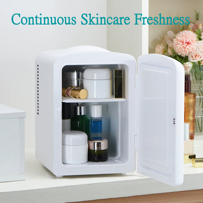 iceBlue Retro Mini Fridge 4L/6Can Dual-use Low Noise Refrigerator Warmer Cooler Makeup Skincare Portable Fridge for Home Car