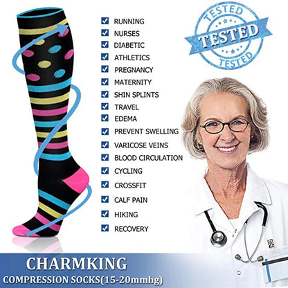 Compression Socks Varicose Veins Men's And Women's Sports Socks Football 20-30 Mmhg Elastic Anti Fatigue Pain Relief Wholesale