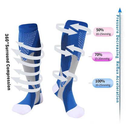 Compression Socks Varicose Veins Men's And Women's Sports Socks Football 20-30 Mmhg Elastic Anti Fatigue Pain Relief Wholesale