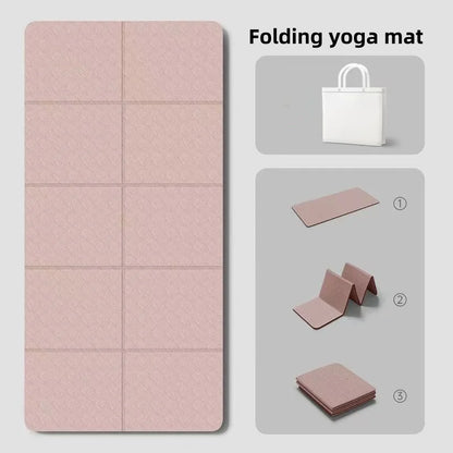180cmx57cmx0.4cm TPE Folding Yoga Mat Portable Non-Slip Shock-Absorbent Noise-Free Convenient for Home Travel Fitness Exercise
