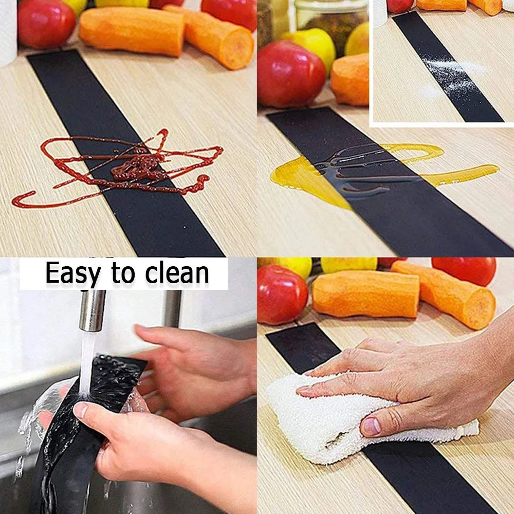 1pc Elastic Silicone Lids Stove Counter Gap Cover Kitchen Utensils Accessories T-shaped Silicone Rubber Strip Oil-gas Slit Fille