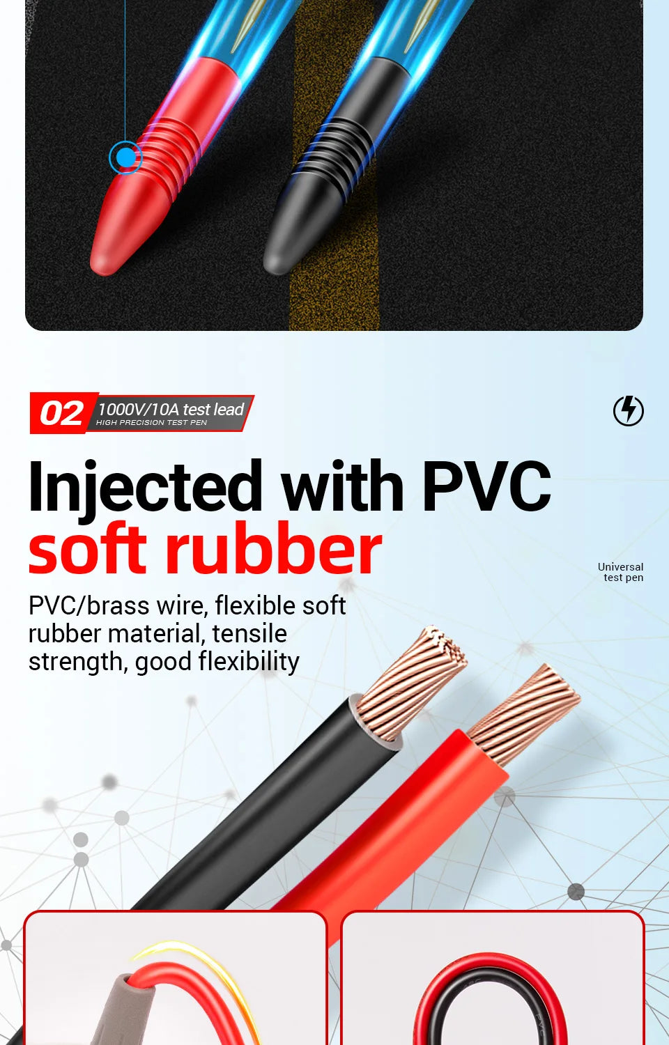 ANENG PT1005B 10A 1000V Digital Multimeter Probe Universal Test Lead Needle Pin Wire Pen Cable Kit Current Voltmeter Tester Wire
