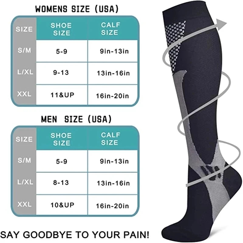 Compression Socks Varicose Veins Men's And Women's Sports Socks Football 20-30 Mmhg Elastic Anti Fatigue Pain Relief Wholesale