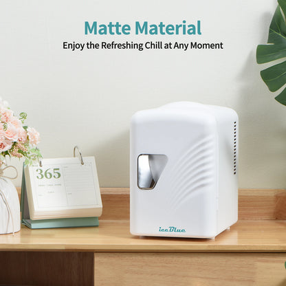 iceBlue Retro Mini Fridge 4L/6Can Dual-use Low Noise Refrigerator Warmer Cooler Makeup Skincare Portable Fridge for Home Car
