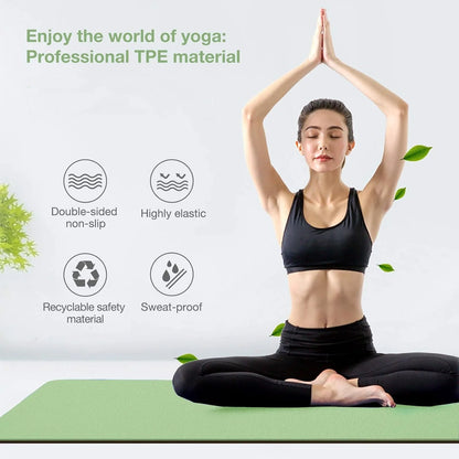 180cmx57cmx0.4cm TPE Folding Yoga Mat Portable Non-Slip Shock-Absorbent Noise-Free Convenient for Home Travel Fitness Exercise