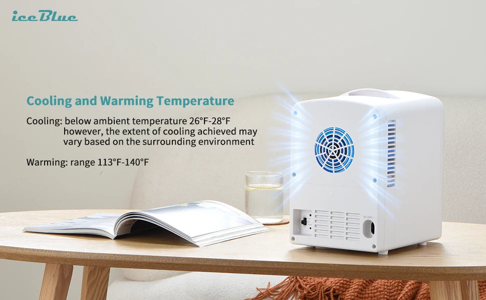 iceBlue Retro Mini Fridge 4L/6Can Dual-use Low Noise Refrigerator Warmer Cooler Makeup Skincare Portable Fridge for Home Car
