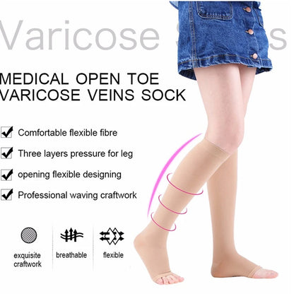 Compression Socks Varicose Veins Men's And Women's Sports Socks Football 20-30 Mmhg Elastic Anti Fatigue Pain Relief Wholesale