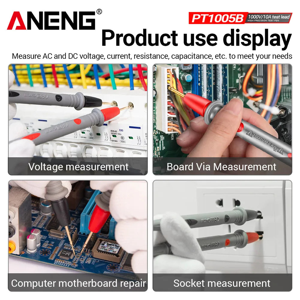 ANENG PT1005B 10A 1000V Digital Multimeter Probe Universal Test Lead Needle Pin Wire Pen Cable Kit Current Voltmeter Tester Wire
