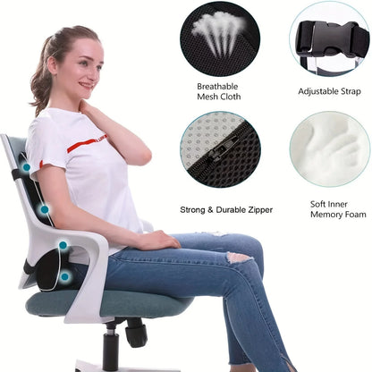 Ergonomic Memory Foam Lumbar Support Back Cushion