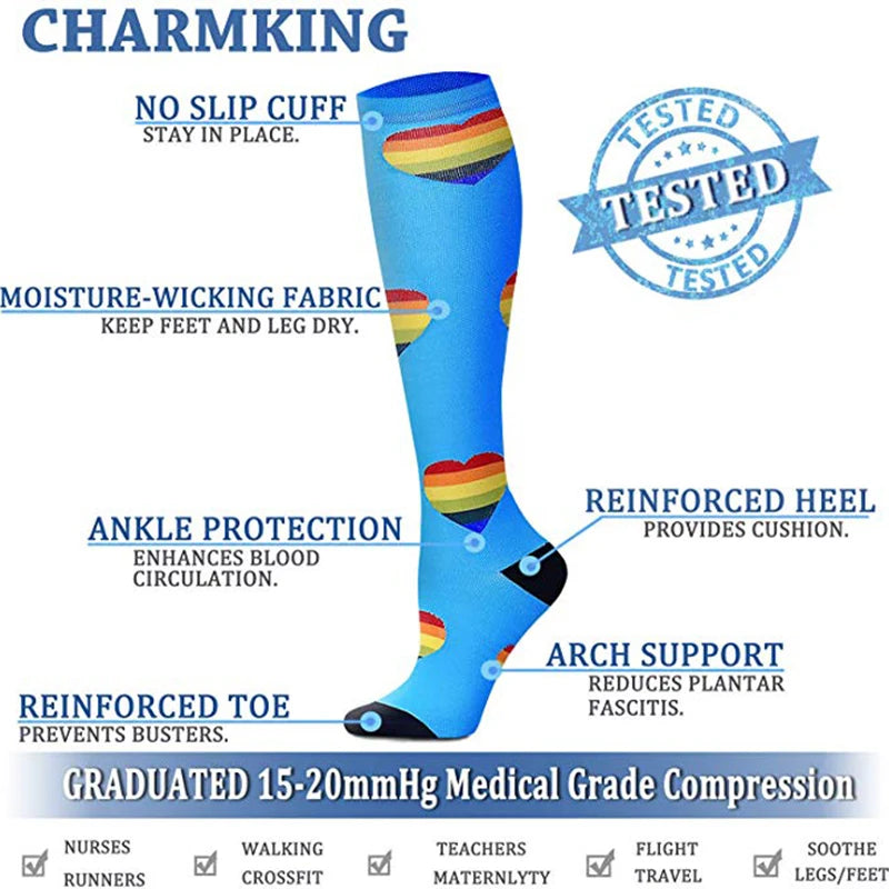 Compression Socks Varicose Veins Men's And Women's Sports Socks Football 20-30 Mmhg Elastic Anti Fatigue Pain Relief Wholesale