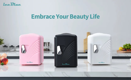 iceBlue Retro Mini Fridge 4L/6Can Dual-use Low Noise Refrigerator Warmer Cooler Makeup Skincare Portable Fridge for Home Car